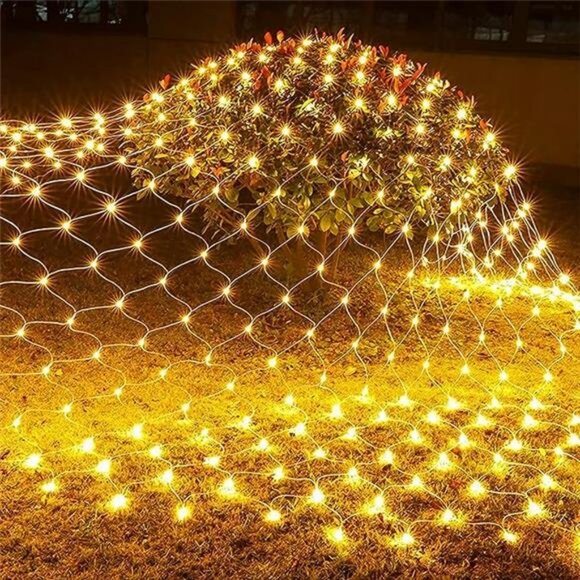 Christmas Net Lights, 9.8ft x 6.6ft 200 LED Mesh Decor with 8 Modes Waterproof - Picture 7 of 7